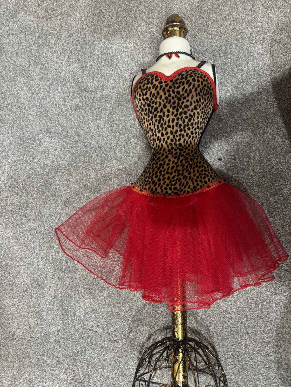 Red Tulle Skirted Leopard Print Dress